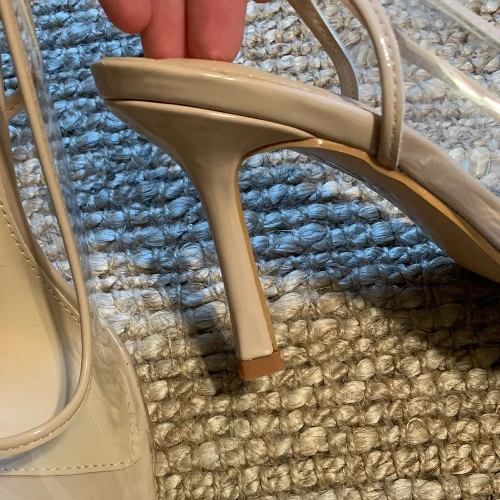 Public Desire Nude Square-Toe Slingback Heels